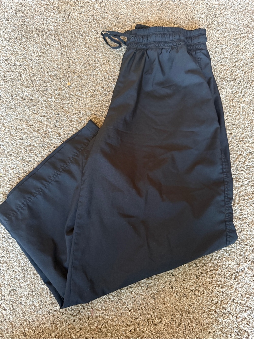 Women's Black Elastic-Waist Track Pants